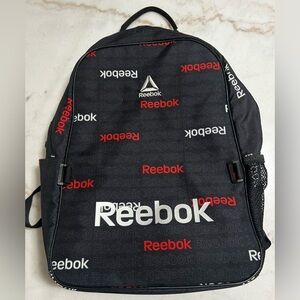 Reebok Trainer Backpack Water Resistant Black/Red 16x11x5 School Gym Travel Bag